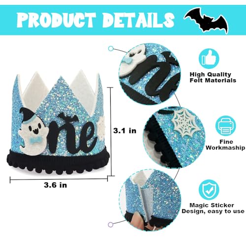 Halloween Spooky Blue Ghost 1st Birthday Crown Hat for First Birthday Party