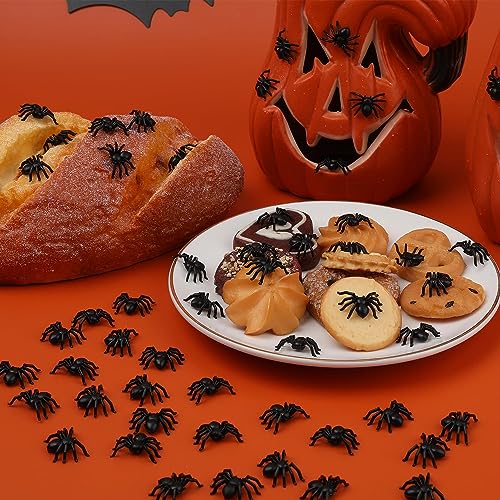 50pcs Realistic Halloween Spider Decorations - Scary Fake Spiders for Haunted House & Party Favors