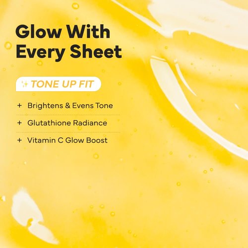 SAM’U PH Sensitive Tone Up Fit Face Mask - Radiance-Enhancing Vegan Sheet Mask with Glutathione & Niacinamide (5 Sheets)