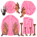 Pink Halloween Skeleton Hand Silicone Mold Set for Baking & Crafts - 4 Pieces
