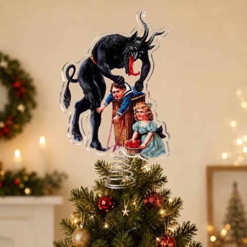 Krampus Christmas Tree Topper - Gothic Acrylic Holiday Ornament, 11 Inch