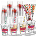 Happy Summer Halloween Disposable Plastic Cups Set - 100 Count with Lids & Striped Straws