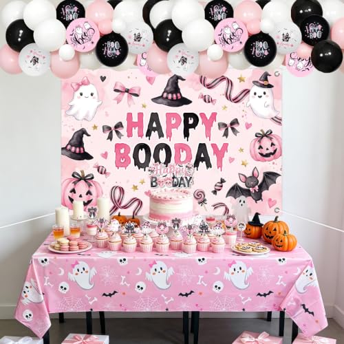 Pink Black Happy Boo Day Decorations for Girls Birthday Party - Variation of this listing: Pink Black Birthday a