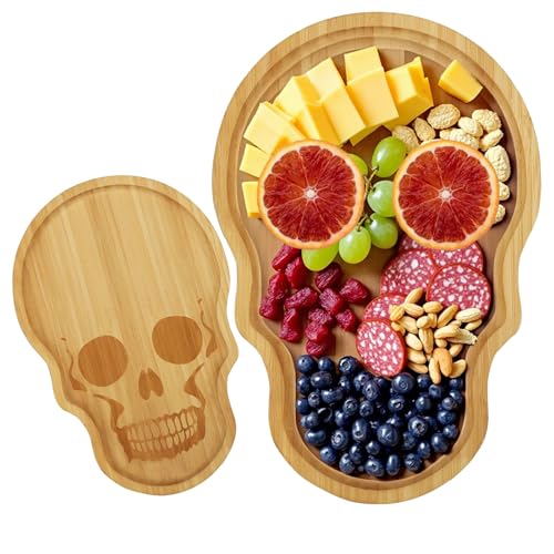 Large Bamboo Halloween Skeleton Cheese Cutting Board - Spooky Serving Platter, Thanksgiving & Christmas Decor - Variation 1