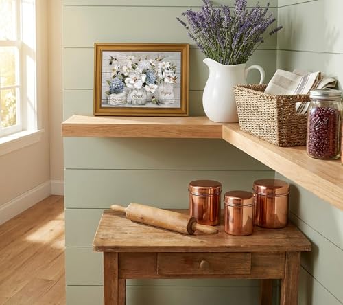 Hydrangea & Hummingbird Floral Canvas Wall Art - Rustic Bathroom & Living Room Decor 11x9in