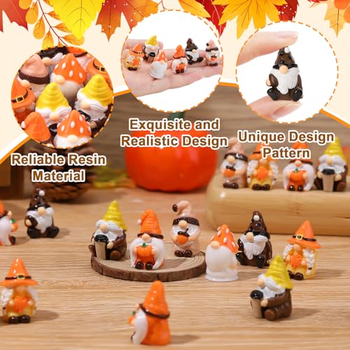 Fall Mini Resin Gnomes Set of 60 Thanksgiving Figurines - Seasonal Decor