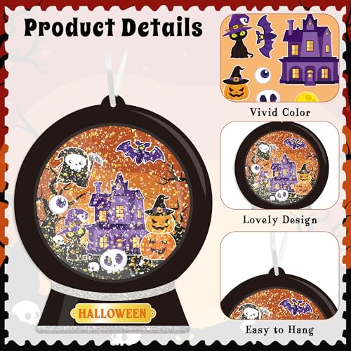 Halloween Snow Globe Craft Kit - 12 Pcs DIY Ghost & Haunted House Decorations