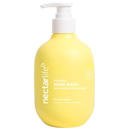 Nectar Life Exfoliating Hand Wash - Volcanic Pumice & Shea Butter for Soft Hands | Lemon Scent