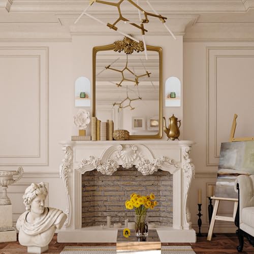 White Boho Wall Candle Sconces Set of 2 Rustic Wooden Candle Holders for Bedroom & Living Room