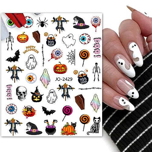 Halloween Nail Art Stickers Decals - 6 Sheets Pumpkin Ghost Witches Design