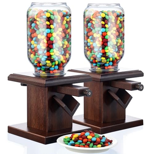 Wooden Candy Dispenser Machine Set - Deep Brown, 2 Pcs, Snack & Cereal Storage