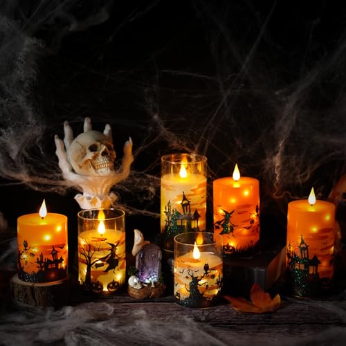 Flameless Candles with Remote Control & Star String - 3 Pack Orange