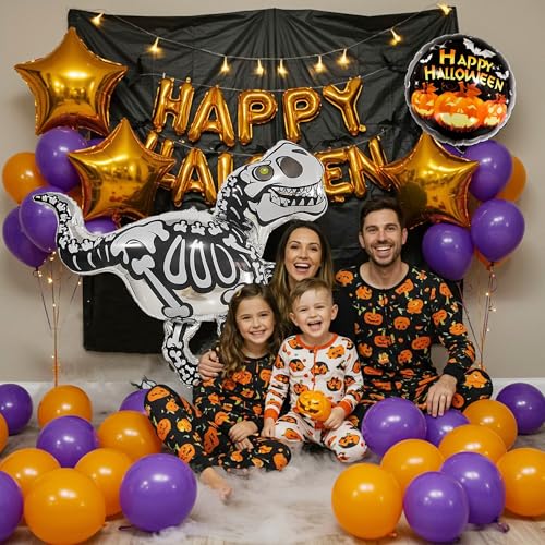 Halloween Skeleton Dinosaur Balloon Kit - 15PCS Party Decorations for Kids & Halloween