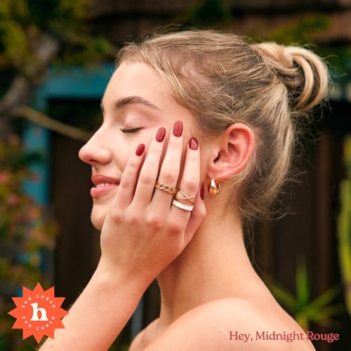 Heyhae Semi Cured Gel Nail Strips - Midnight Rouge, 28 Pieces with Nail Tools