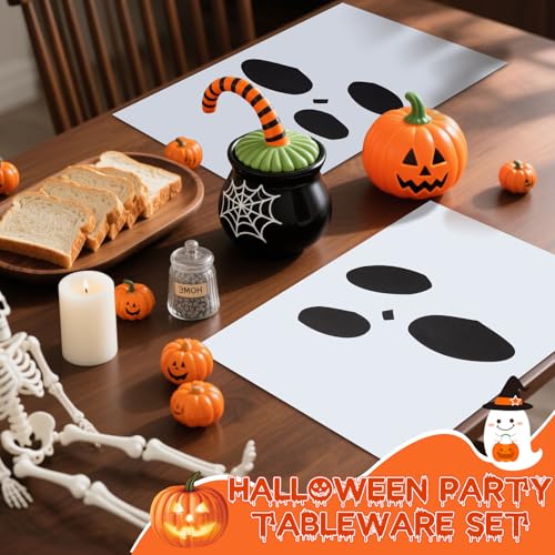 Halloween Ghost Paper Placemats - White Boo Party Table Decor, 100 Pack