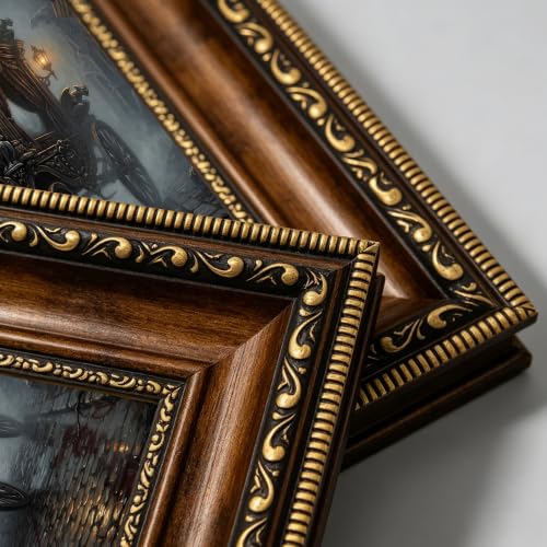 Gothic Horse Carriage Wall Art - Framed Victorian Dark Fantasy Canvas - Ghost Variation