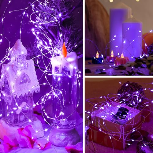 Purple Battery Powered Fairy Lights 6 Pack, 7ft 20LED String Decor