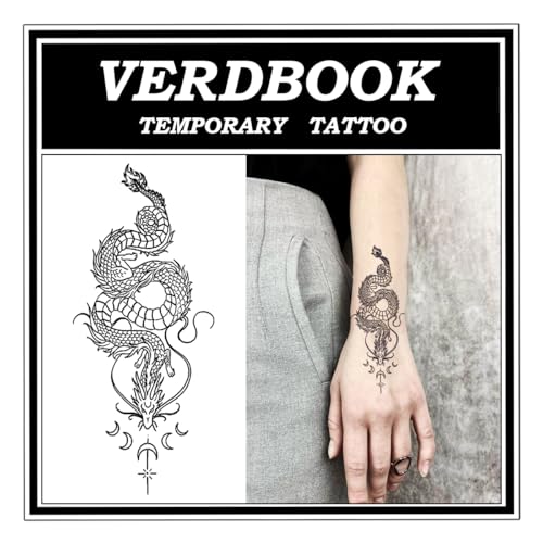 Lunar Dragon Pattern Waterproof Temporary Tattoos for Women - 2 Sheets