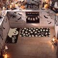 Ghosts Boo Halloween Kitchen Mats Set of 2 - 17x29 & 17x47 Black