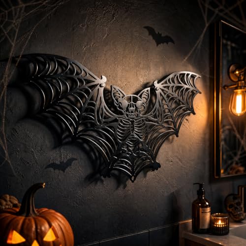 Halloween Gothic Bat Wall Decor Metal Skeleton 11.8 x 6.9 Inches
