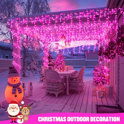 Pink LED Icicle Lights 400 LEDs - 38.8FT Christmas & Decorative String Lights - Pink