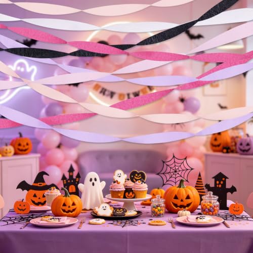 Pastel Halloween Crepe Paper Streamers - Pink Halloween Decoration Set
