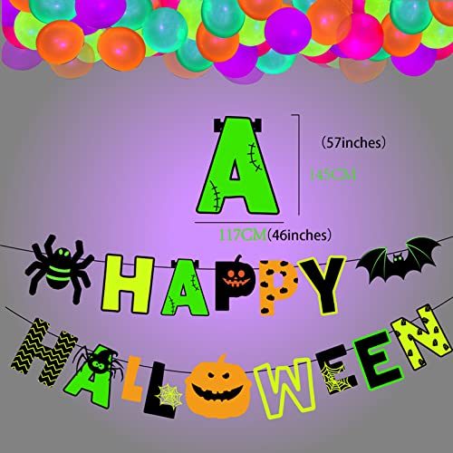 Neon Glow Halloween Banner - 16 Card Indoor Party Decorations