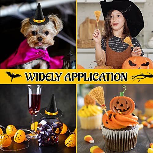 Black 28-Piece Mini Witch Hat Set for Halloween Crafts & Party Decor