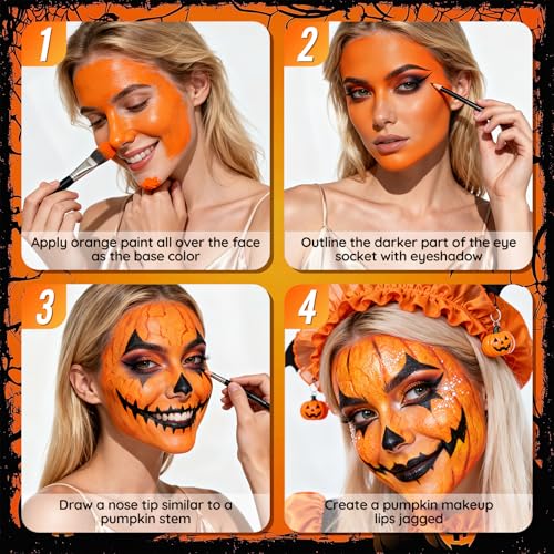 Halloween Tiger Makeup Kit with Face Paint & Tools - Pumpkin & SFX Costume
