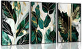 Green and Gold Abstract Wall Art Set - 16x24 Inch Emerald Canvas Prints for Living Room & Bedroom - Unframed
