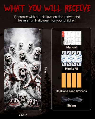 Halloween Door Cover Decor Ghost Skull Variation - Outdoor Haunted House Backdrop Sign