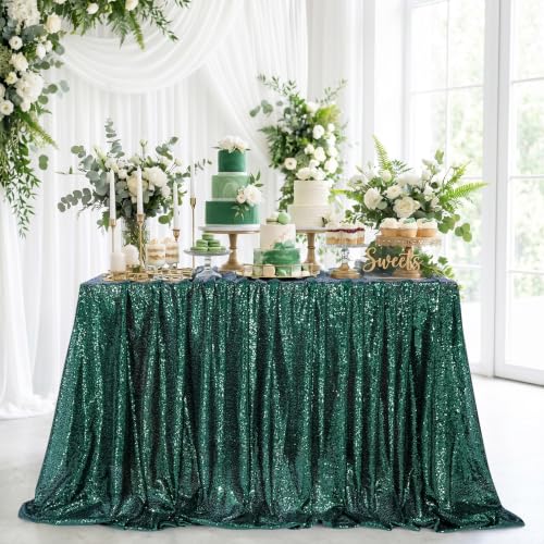 Emerald Green Sequin Rectangular Tablecloth 60 x 102 Inches - Wedding Party Decor