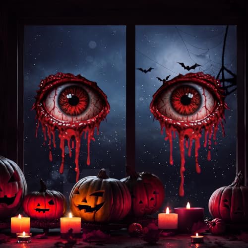 Halloween Blood Eye Window Clings - Spooky Web Design for Party Decor