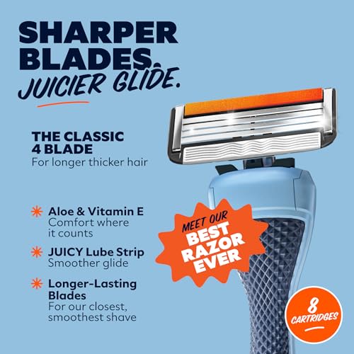 Dollar Shave Club 8 Pack 4 Blade Razor Refills - Men’s Shaving Blades