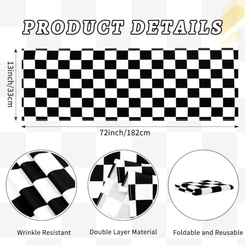 Black and White Halloween Gingham Table Runner - 13 x 72 Inch - QueenDream