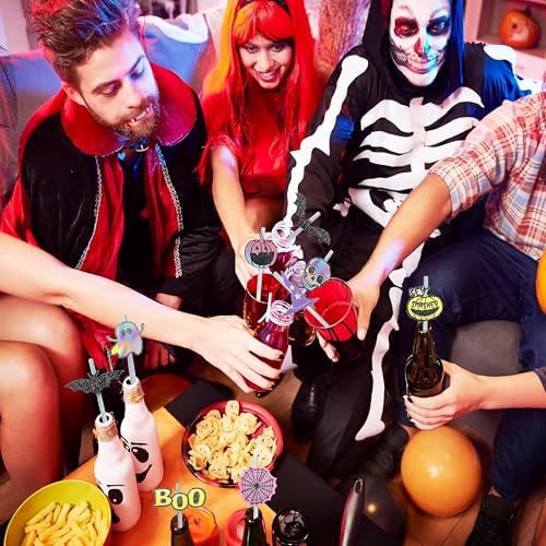 Pastel Halloween Iridescent Paper Drinking Straws & Cutouts - 36pcs