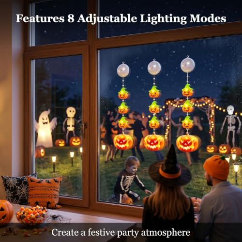 Halloween Window Lights - Battery-Powered Pumpkin with Timer & Suction Cups - Yellow