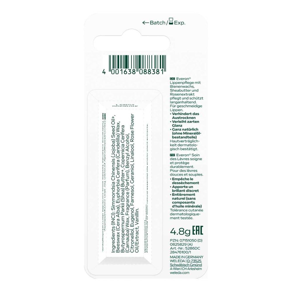 Weleda Everon Lip Balm - Moisturizing Protection for Soft, Smooth Lips | 0.17 Ounce