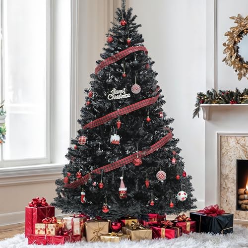 Black 6ft Artificial Christmas Tree with 818 Branch Tips - Holiday Decor