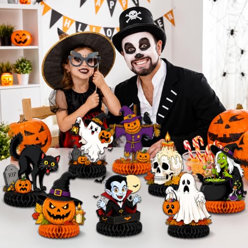 Halloween Honeycomb Centerpieces Set - 12 Party Table Decorations