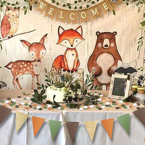 Letjolt Triangle Banner Set - Gold, Brown & Green Flags for Parties, 15 pcs, 10 Feet