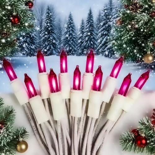 Christmas String Lights 100 LED Connectable Indoor Outdoor Warm White - White-Pink Variation