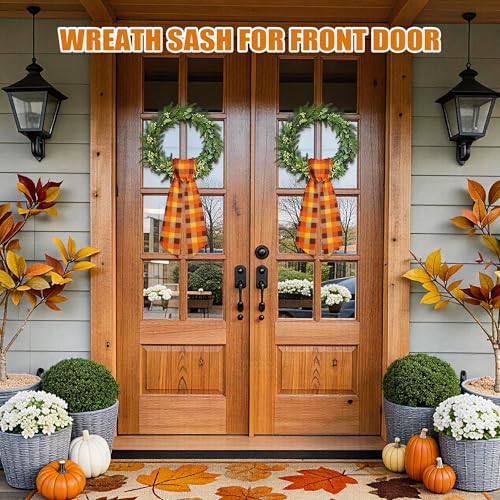 Autumn Wreath Sash Set - 4 Pieces Fall Front Door Decor & Garland