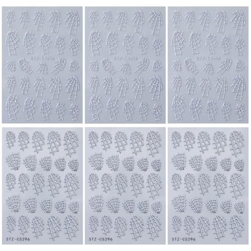 Halloween Nail Stickers Set - Spider Web Holographic Silver Glitter Self-Adhesive for Nails Q1