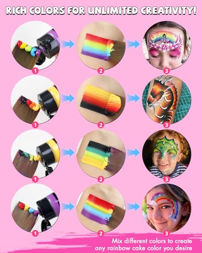 Basic 12 Colors Waterproof Face Body Paint Set - Smudge & Sweatproof Halloween Cosplay