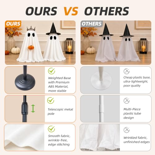 Light-Up Ghost Halloween Decorations - 2 Pack Indoor Spooky & Cute Decor