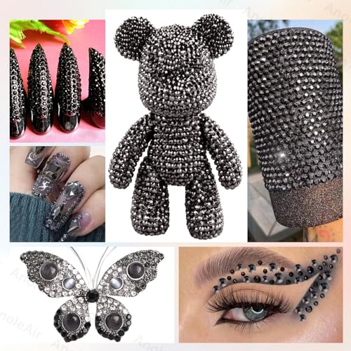 Bedazzling Rhinestone Kit 12000pcs Black Silver Flatback Gems S12
