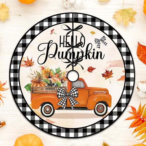 Autumn Halloween Reversible Tree Skirt 60 Inch - Fall and Pumpkin Ghost Design