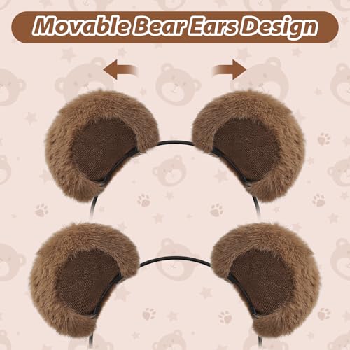 Dark Brown Bear Ears Headband with Movable Plush Ears - Cosplay Costume Accessory
