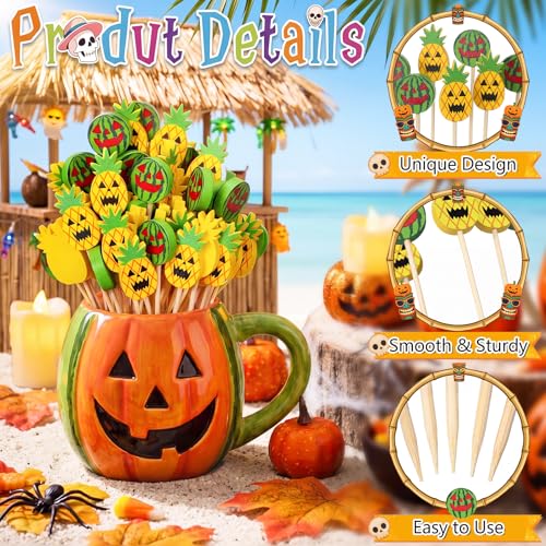 Halloween Spooky Toothpicks Set - 200 Bamboo Cocktail Picks for Parties